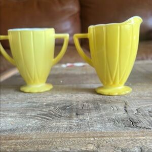 Vintage Yellow Creamer and Sugar Set